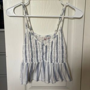 White and Blue Striped Top